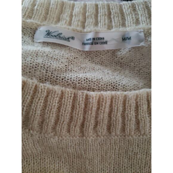 Woolrich Motif Mohair Sweater Canoe Camping Mountain Womens Sz M Medium Ivory (G - Picture 4 of 7